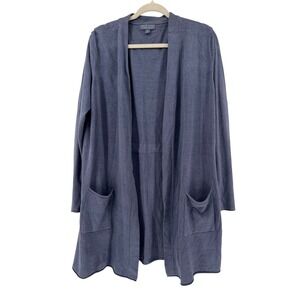 Barefoot Dreams Cozy Chic Ultra Lite Cardigan Long Sleeve Open Pockets blue‎ XL